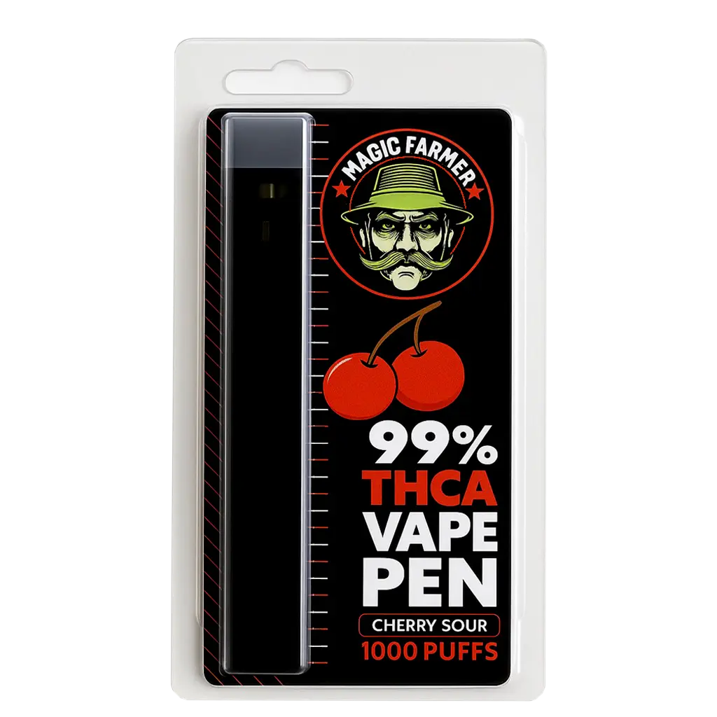 Köp THCA vape Cherry Sour – 99 % från Magic Farmer, laglig i Sverige