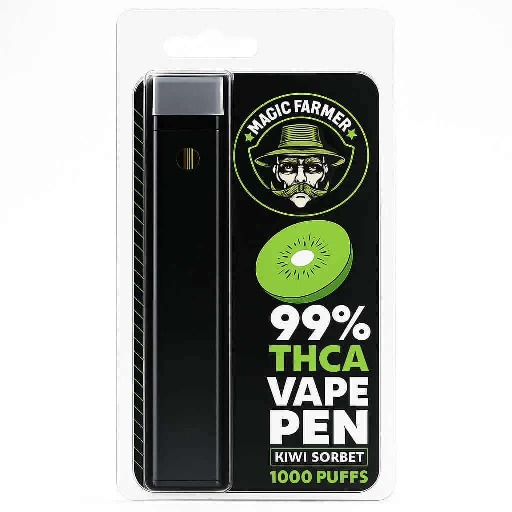 Köp THCA vape Kiwi Sorbet – 99 % från Magic Farmer, laglig i Sverige