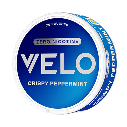 Nikotinfri VELO Crispy Peppermint dosa – blå design med mentolsmak